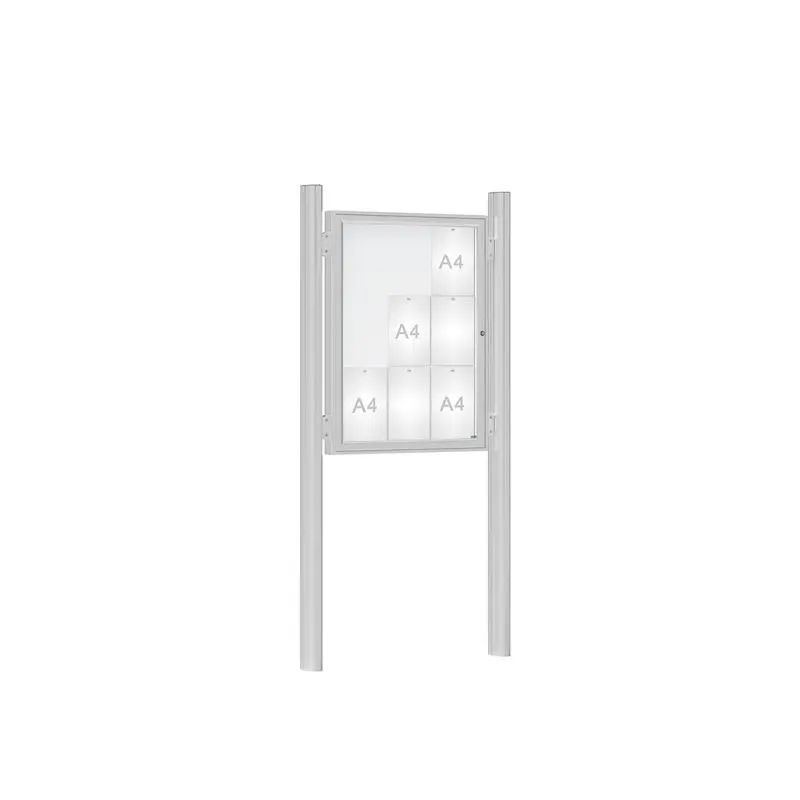Vitrine d'affichage à simple battant sur poteaux en acier 8 à 30 A4