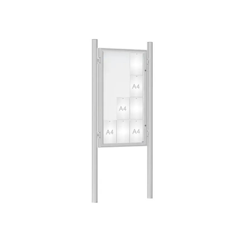 Vitrine 8 à 30 A4 sur poteaux en acier peint avec couleur au choix
