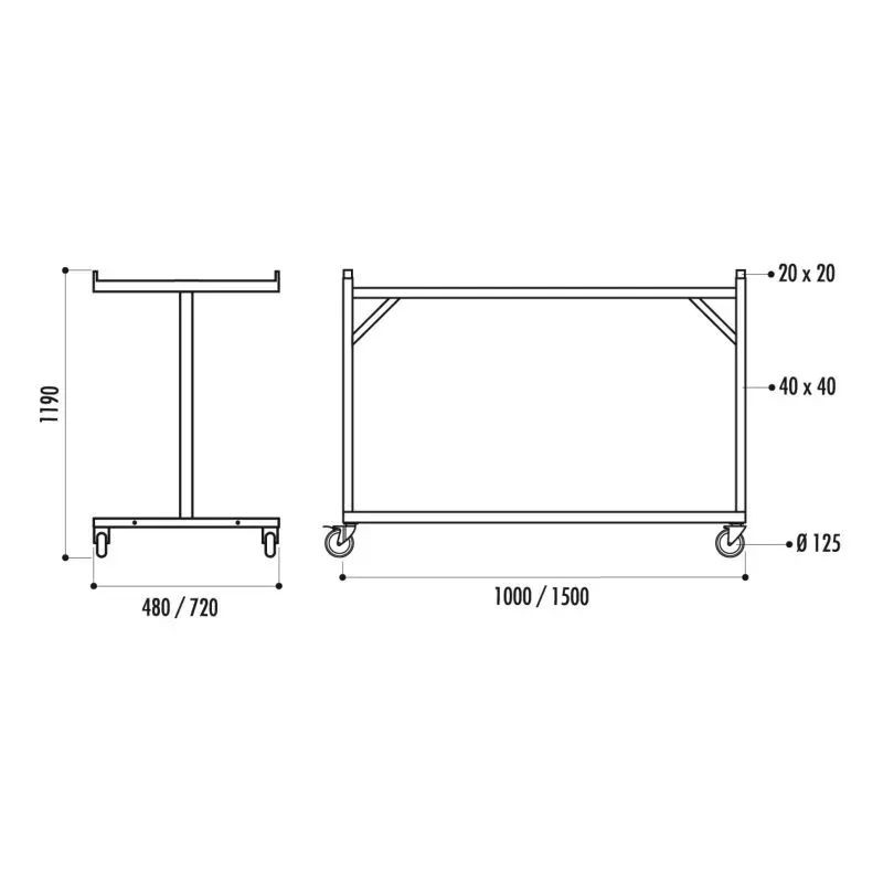 Chariot de transport 12 ou 24 grilles d'exposition