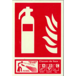 Panneau extincteur classe de feu ABC photoluminescent