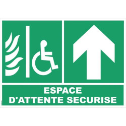 Panneau d'évacuation espace d'attente securisé flèche directionnelle