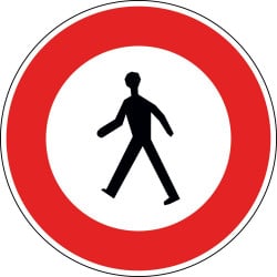 Panneau accès interdit aux piétons - B9a