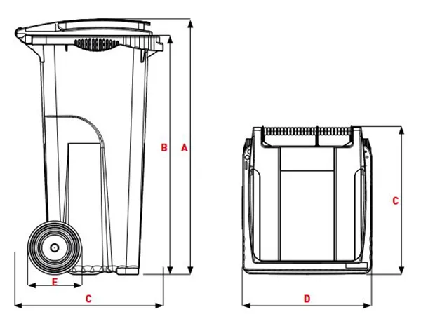 Dimensions conteneur poubelle 120 litres Sulo Citybac
