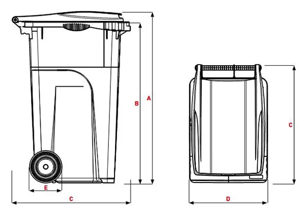 Dimensions conteneur poubelle 240 litres Sulo Citybac