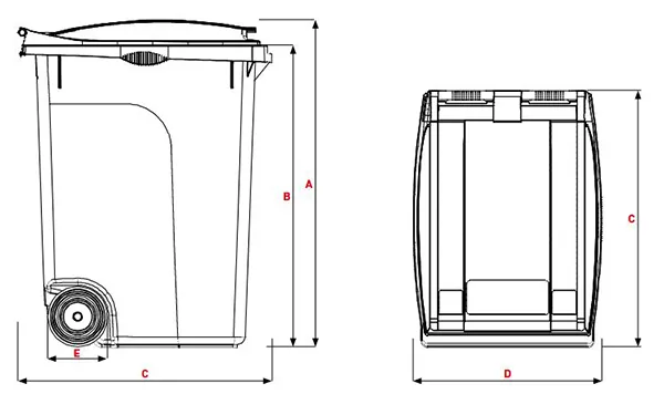 Dimensions conteneur poubelle 360 litres Sulo Citybac