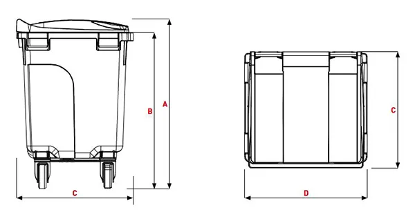 Dimensions conteneur poubelle 400 litres Sulo Citybac