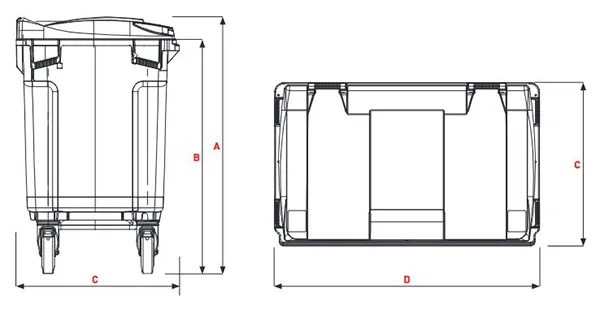 Dimensions conteneur poubelle 660 litres Sulo Citybac