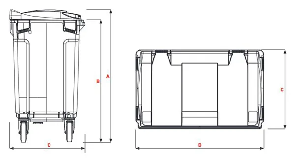 Dimensions conteneur poubelle 770 litres Sulo Citybac