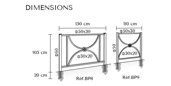 Dimensions barrière Serem Mansart