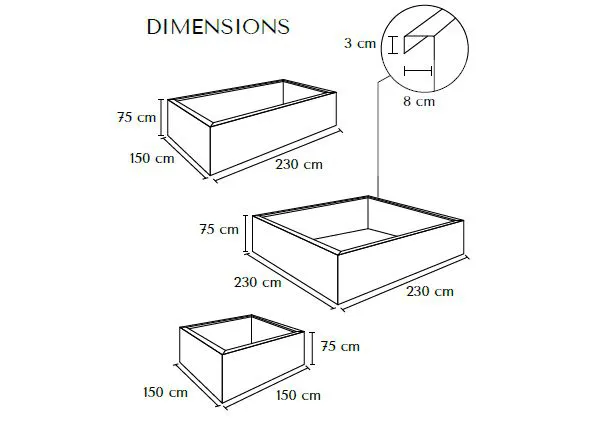 Dimensions jardinière Serem Cosmopolitan XL