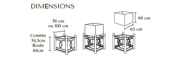 Dimensions jardinière extérieur Serem Le Notre