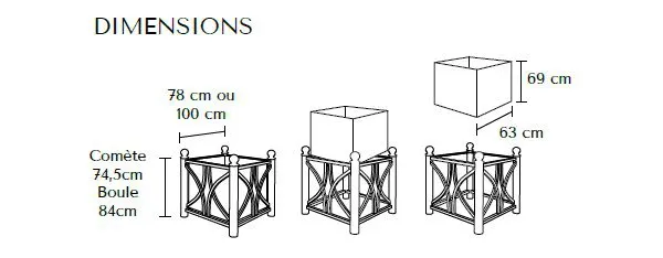 Dimensions jardinière extérieur Serem Vauban