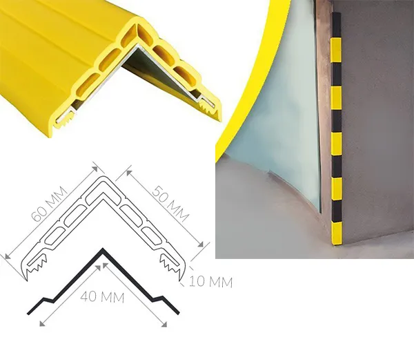 Dimensions protection d'angle pour mur vertical et horizontal