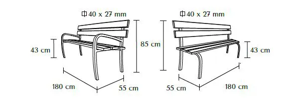 Dimensions banc de ville Serem Confidence