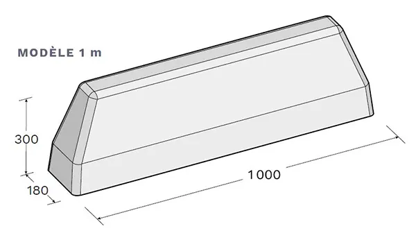 Vue éclatée bordure de défense en béton 100 cm