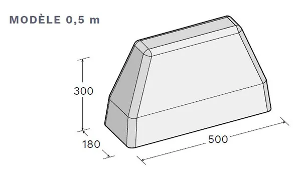 Vue éclatée bordure dé défense béton 50 cm