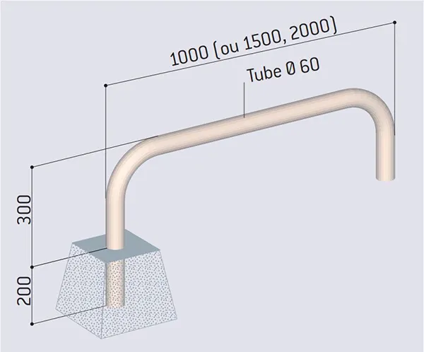 Dimensions arceau de bordure acier