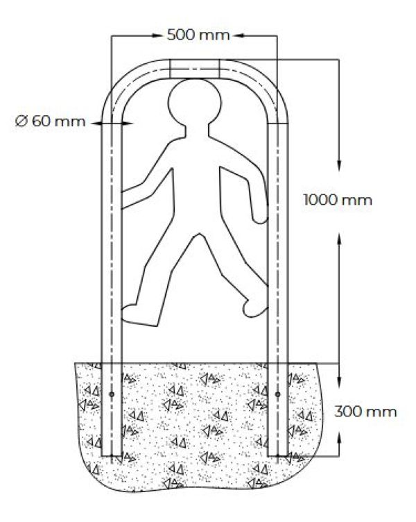Dimensions arceau de sécurité pour passage piéton d'école