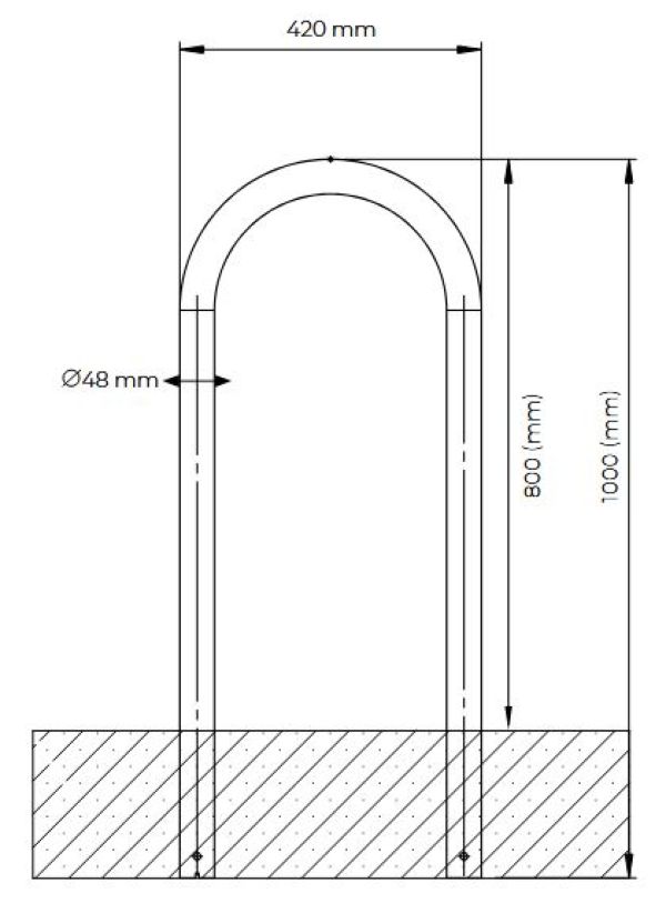 Dimensions arceau vélos Lombardie Dimensions arceau vélos Lombardie