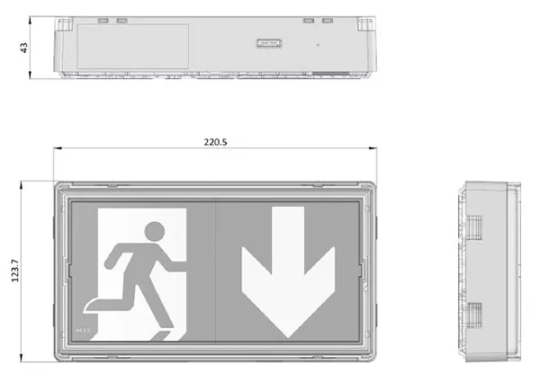 Dimensions gamme BAES et LSC AEES LUMIO