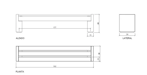 Schéma banc béton et bois Magourban Mesull