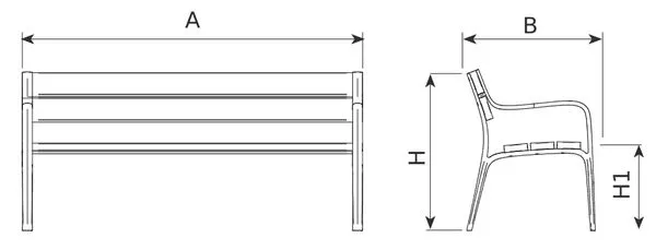 Dimensions banc de ville Benito