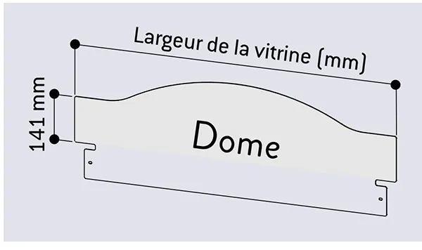 Dimensions bandeau dôme pour vitrine d'information Dimensions bandeau dôme pour vitrine d'information