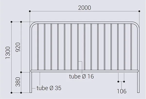 Dimensions barrière de ville à barreaux  