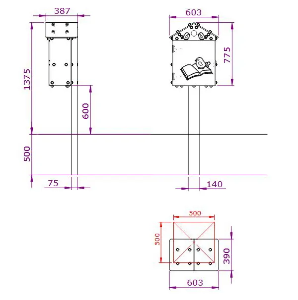 Dimensions cabane à livres pour lieux publics