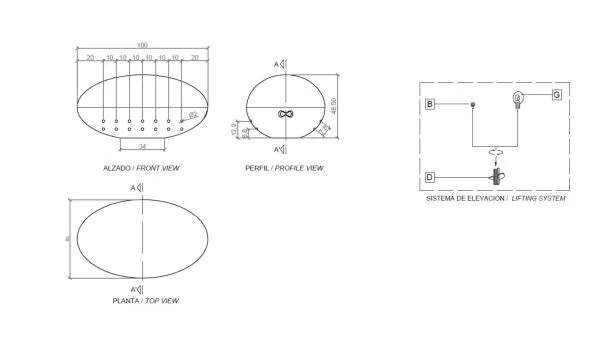 Vue éclatée borne lumineuse Magourban Olive Schéma borne lumineuse béton Magourban Olive