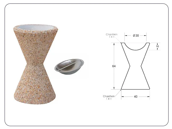 Dimensions cendrier béton Sablier