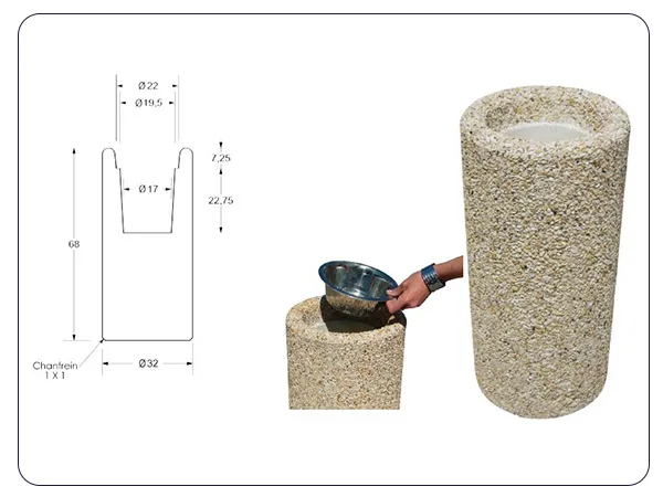 Dimensions cendrier béton Baltazar