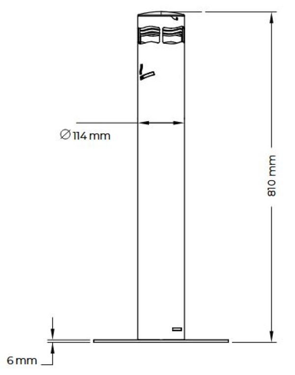Dimensions cendrier inox Palerme sur pied