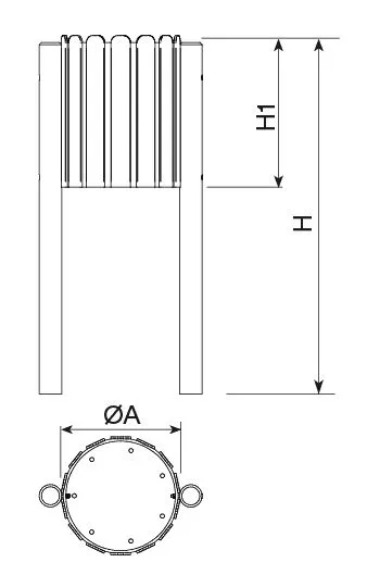 Dimensions poubelle de ville plastique recyclé aspect bois Kom Benito
