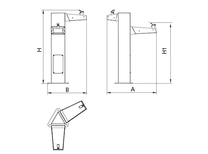 Dimensions fontaine de ville tout inox écologique Dual