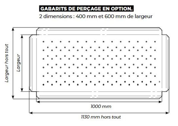 Dimensions gabarit de perçage pour clous podotactile tige 8mm