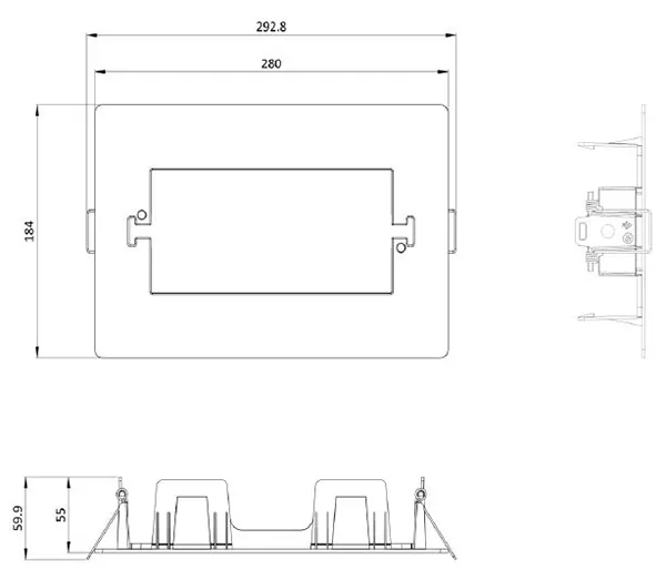 Dimensions kit multifixation pour BAES et LSC Lumio