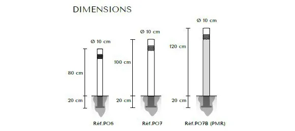 Dimensions potelet anti stationnement Serem Elégance