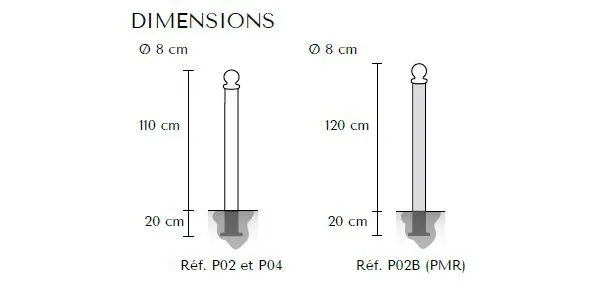 Dimensions poteau anti stationnement Serem Bilboquet