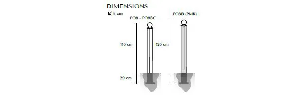 Dimensions potelet anti stationnement Serem Metropolitan