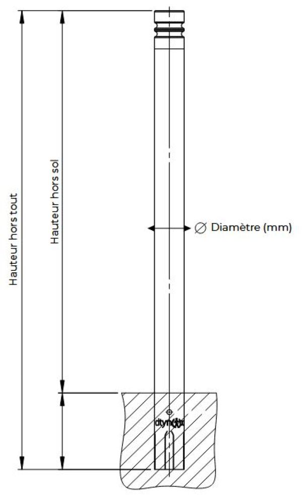 Dimensions potelet et borne Fontainebleau