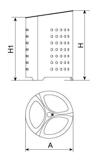 Dimensions poubelle de ville de tri sélectif 3 bacs Benito Doria
