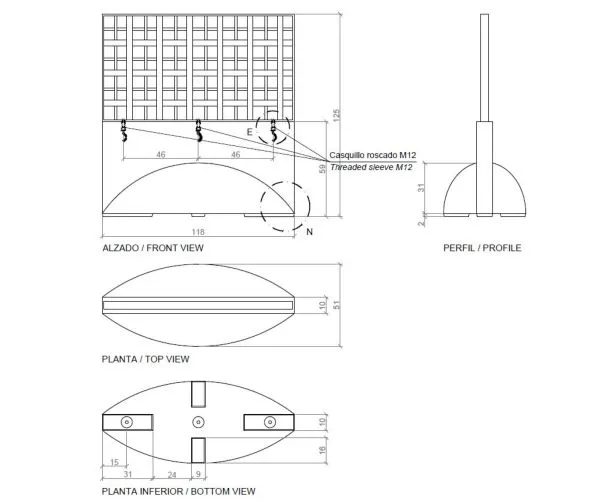 Schéma panneau de délimitation en béton Magourban Limitot