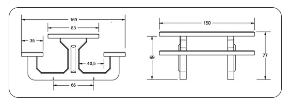 Dimensions table de pique nique béton Rio