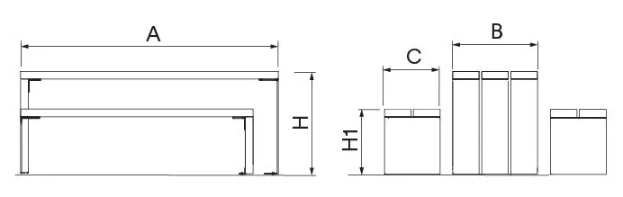 Dimensions table picnic Corten et pin Benito
