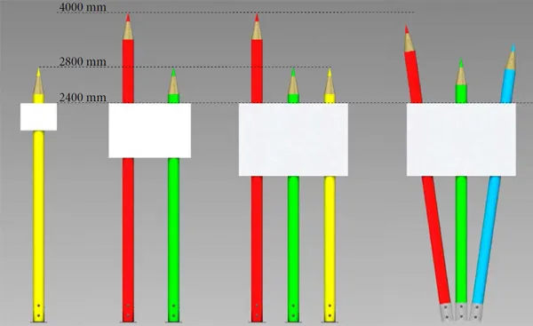 Dimensions totem crayons pour signalisation école