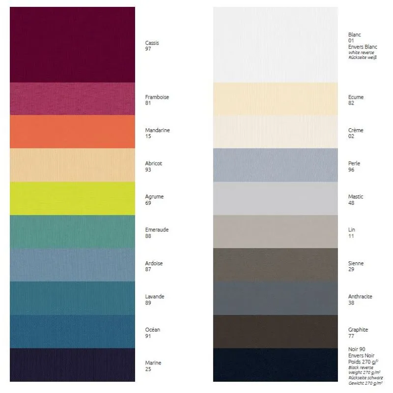 Echantillon couleur tissu occultant ignifuge Noctis