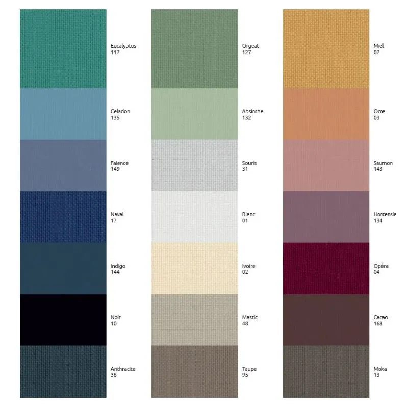 Echantillon couleur tissu pare solaire ignifuge Corte