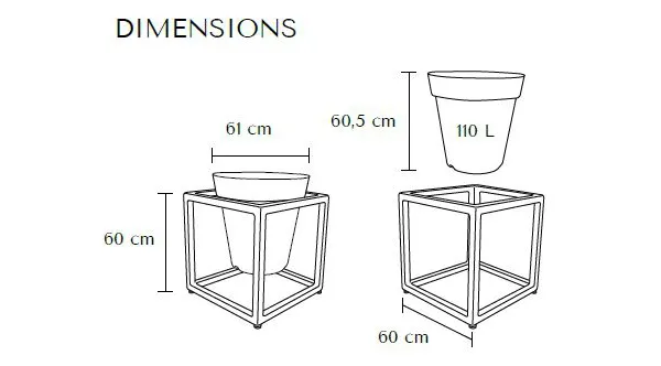 Dimensions jardinière d'extérieur Serem Casual