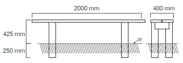 vue eclatée banquette en bois campagnard